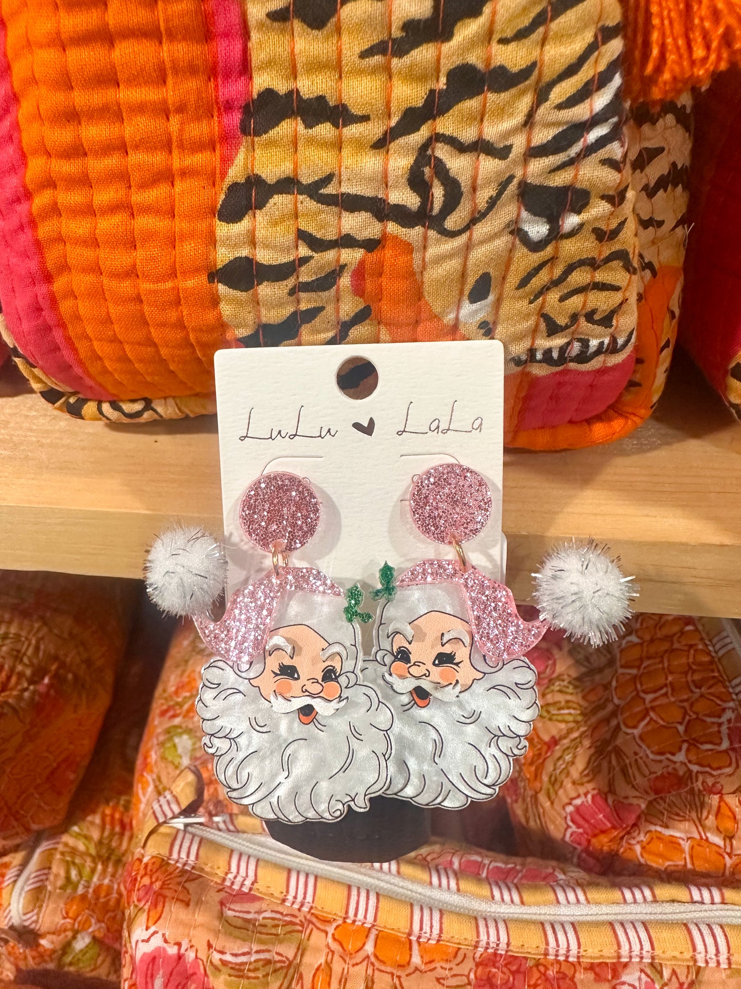 Pink Santa Earrings