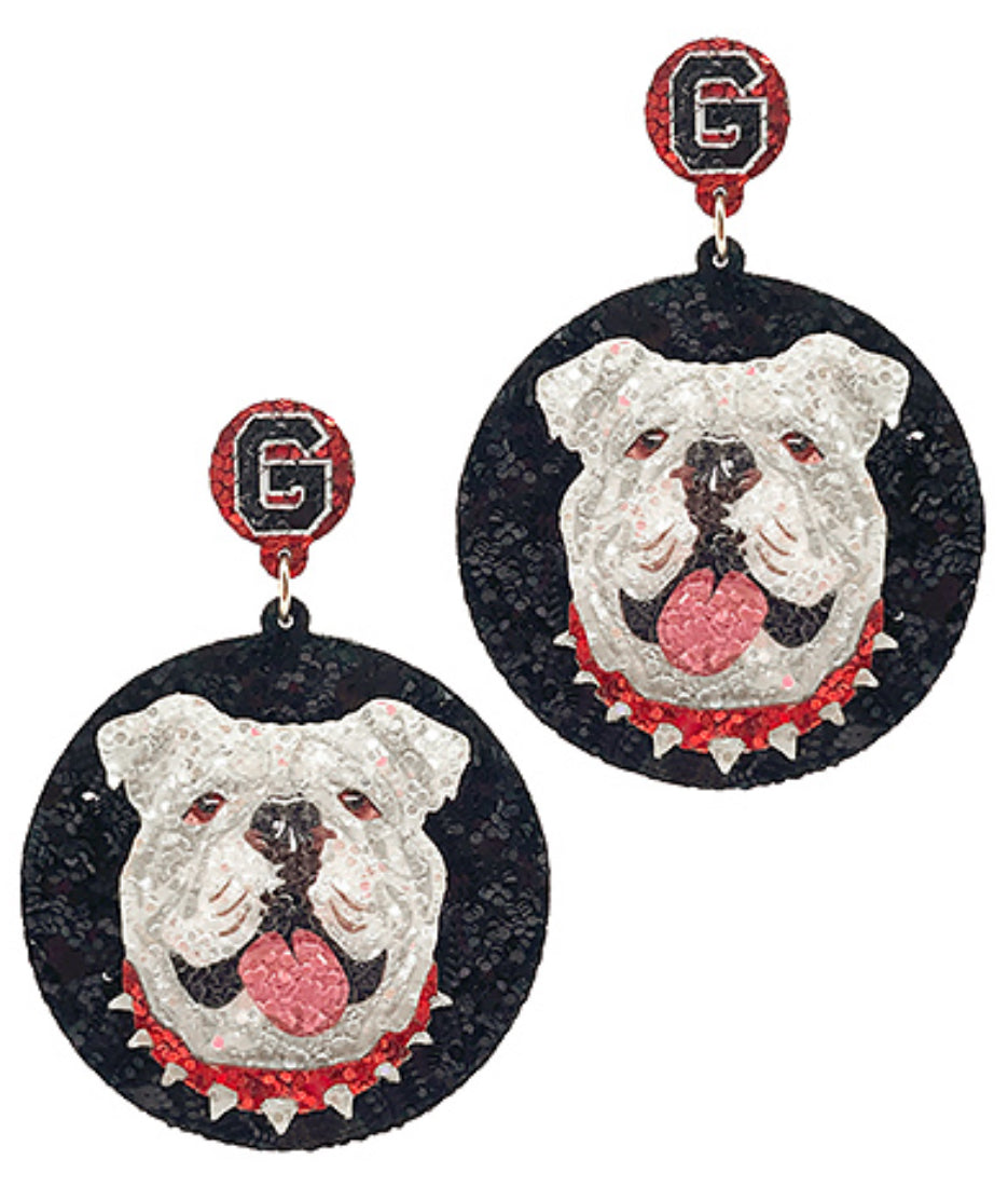 Black Glitter UGA Earrings