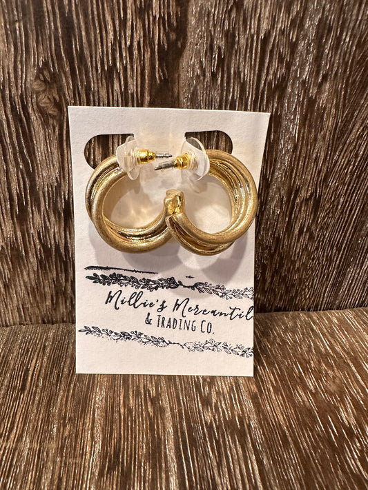 Triple Gold Hoops
