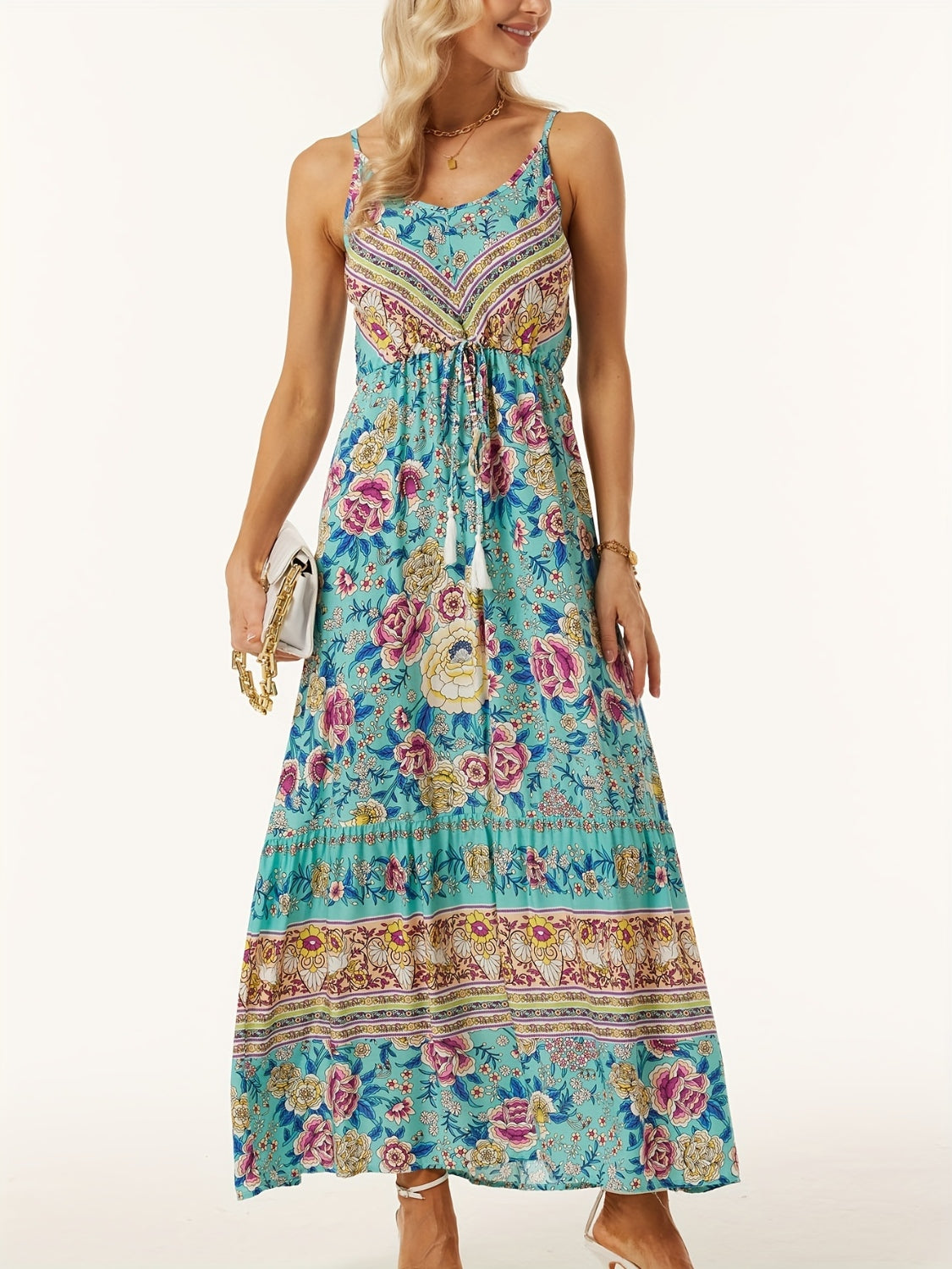 floral midi cami dress Printed Scoop Neck Midi Cami Dress – Millie's Mercantile & Trading Co