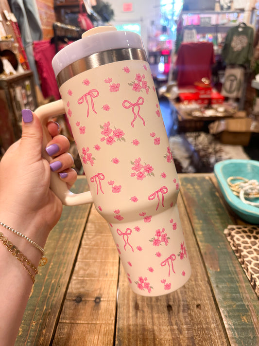 Preppy Pink Bow Tumbler
