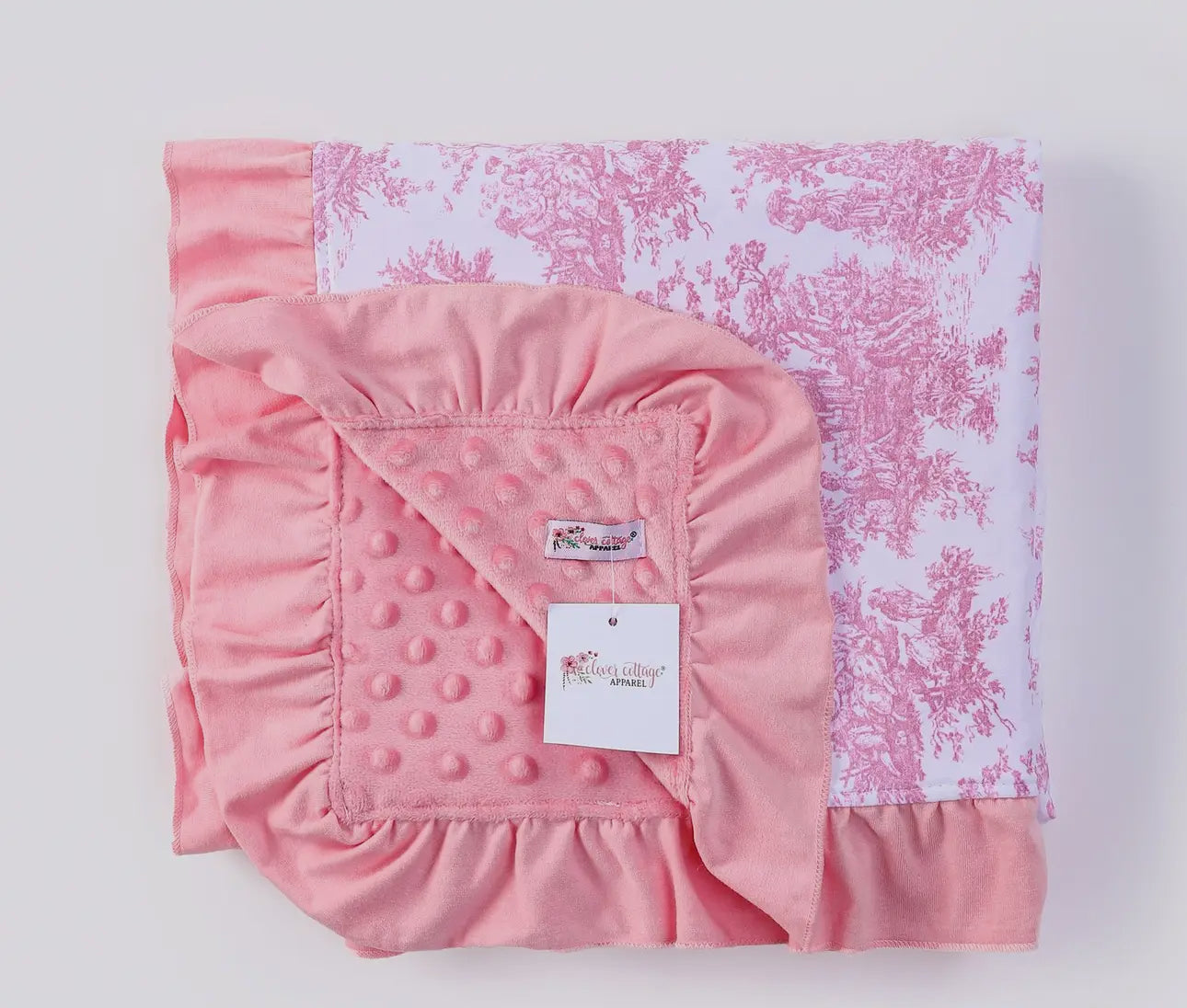 Pink Toile Minky Dot Blanket