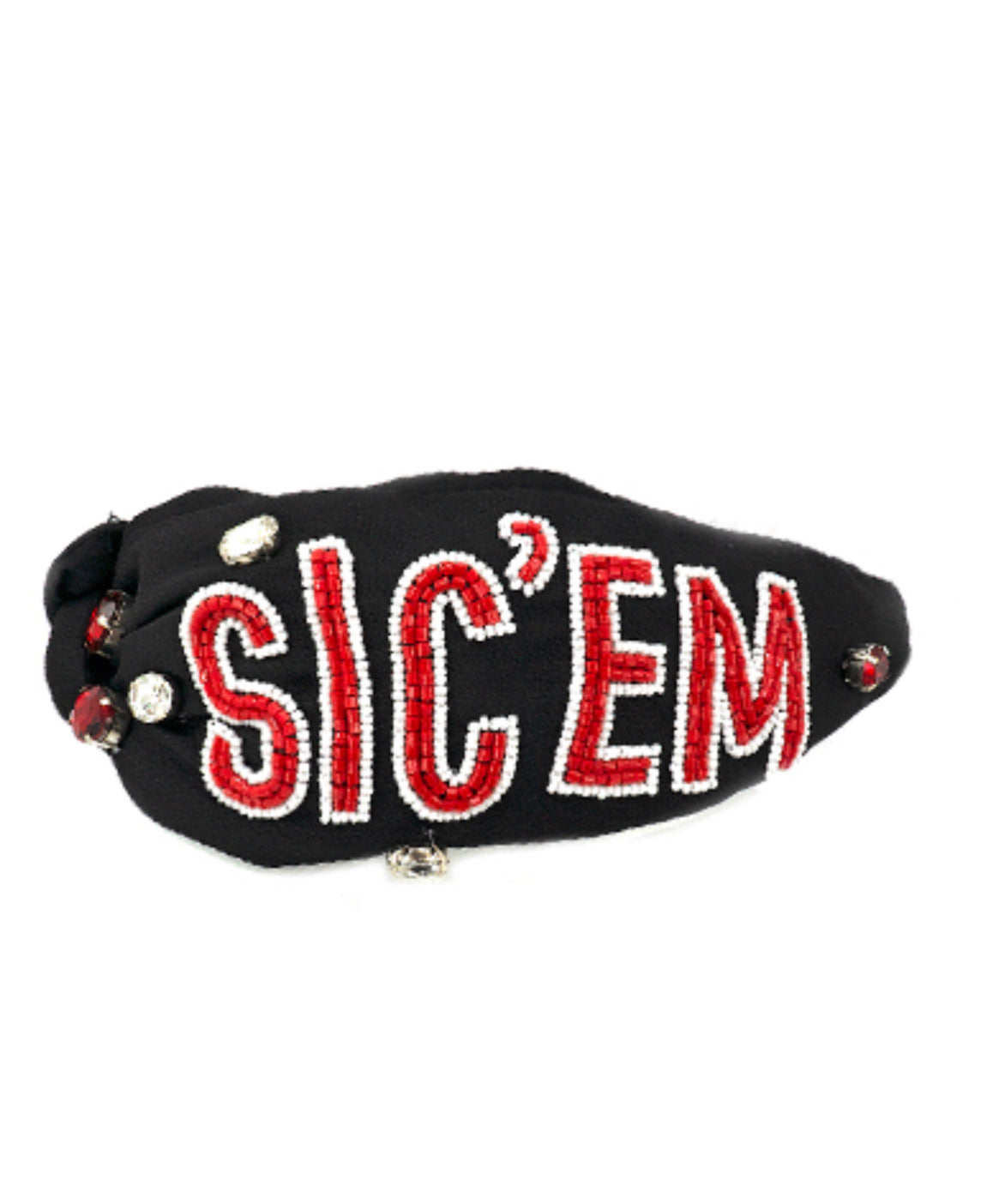 Sic ‘Em Beaded Headband (Black)