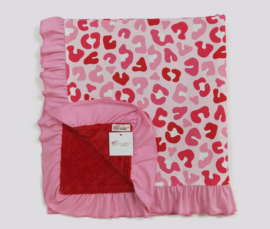 Red Leopard Minky Dot Blanket