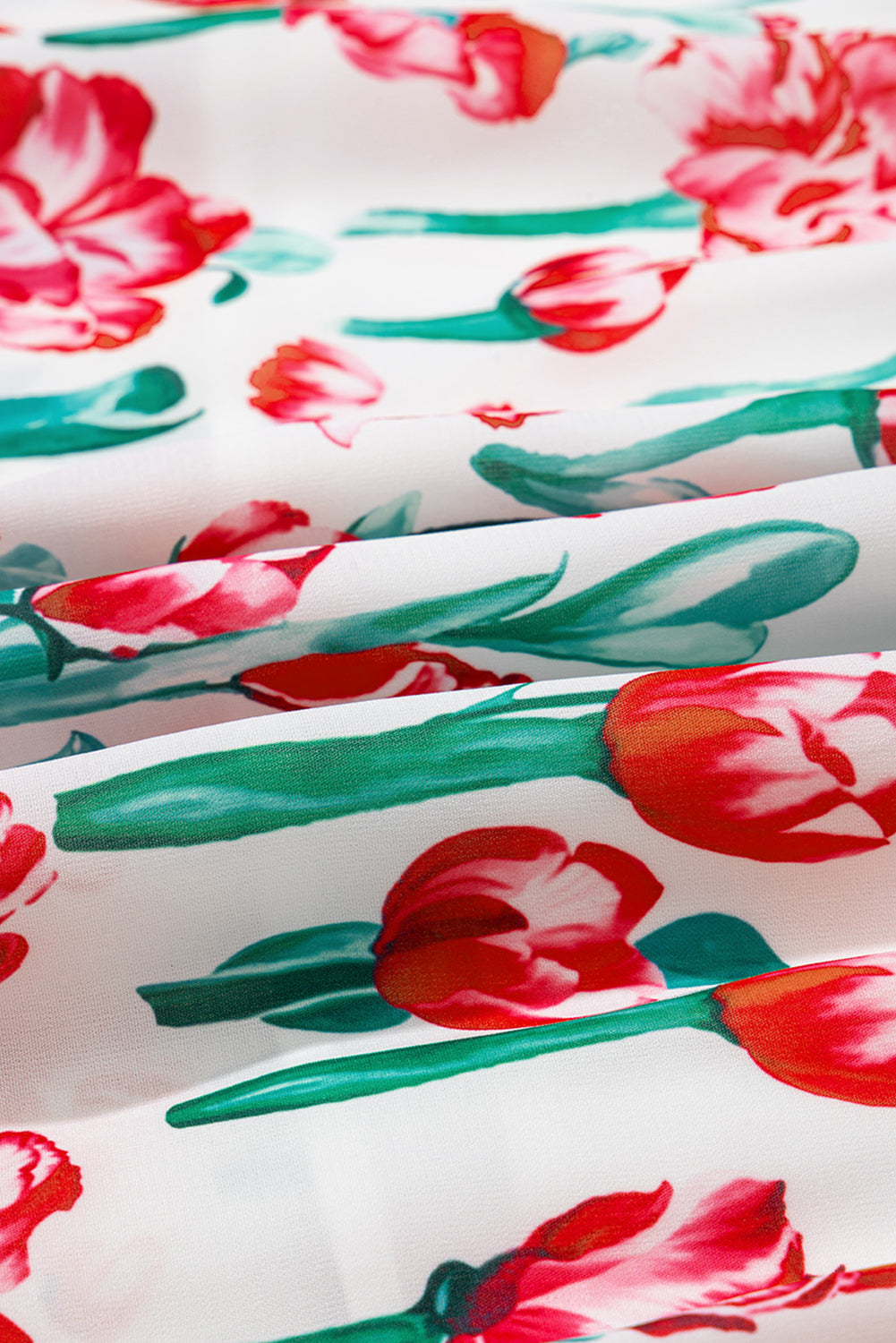 Pink Floral Print Contrast Trim V Neck Bubble Short Sleeve Babydoll Dress