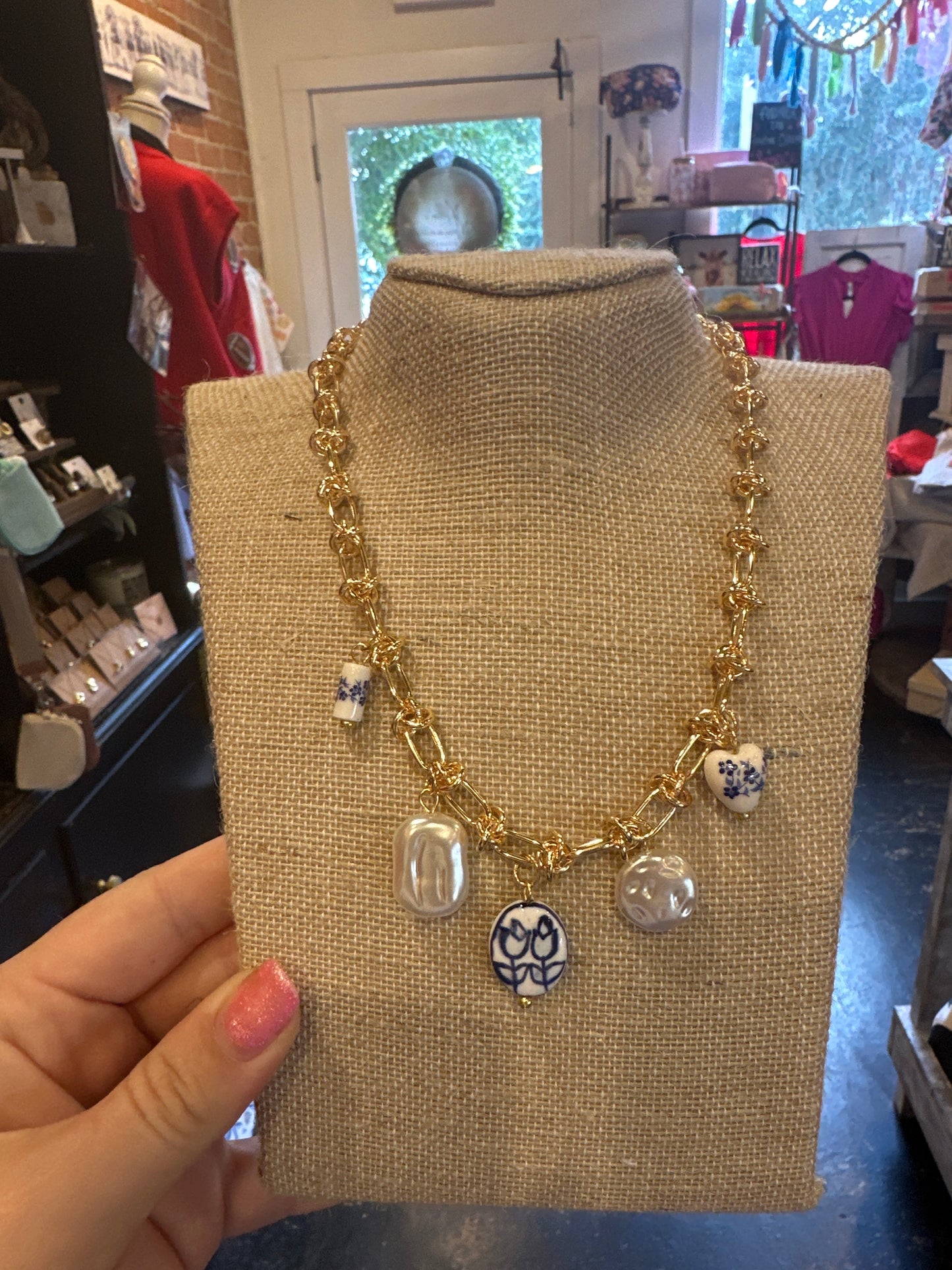 Chinoiserie charm necklace