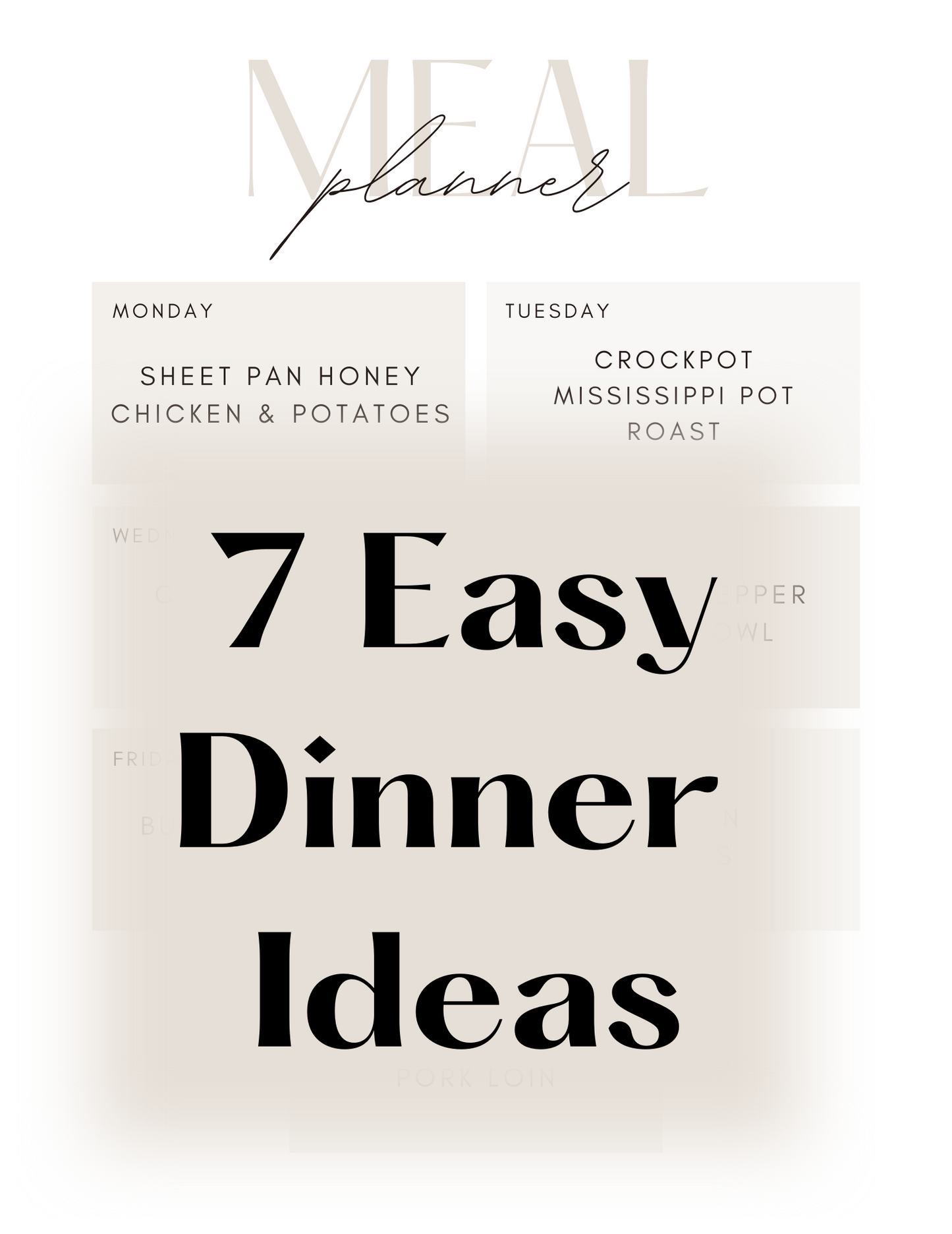 7 Day Dinner Meal Planner