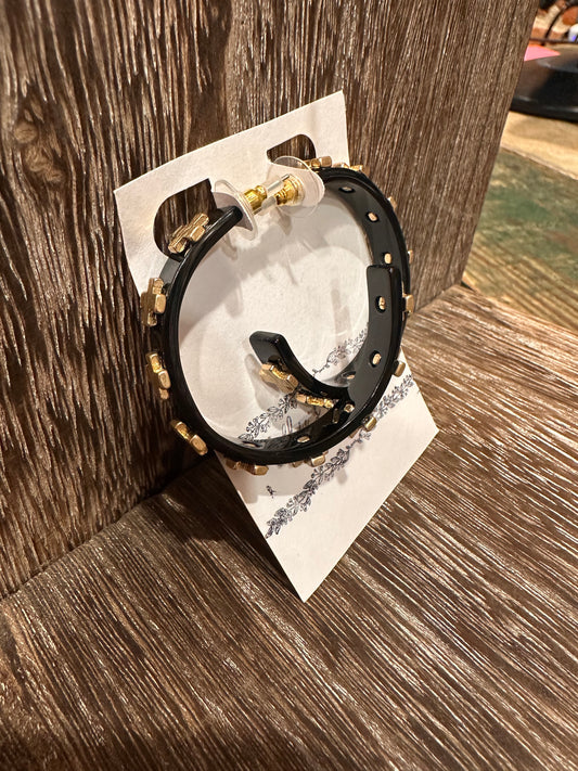 Black Cross Hoops