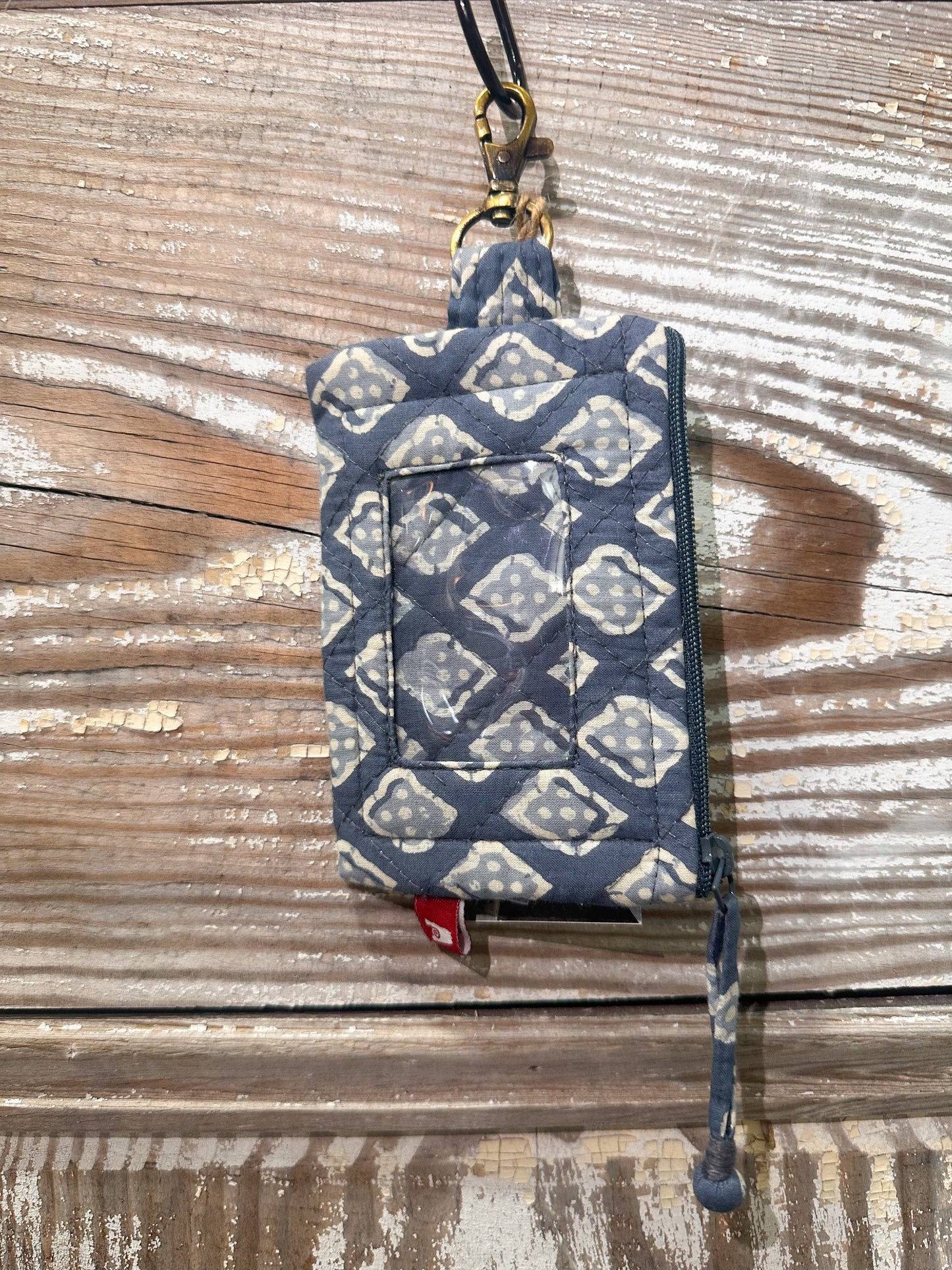 Louise Block-Print Keychain Wallet