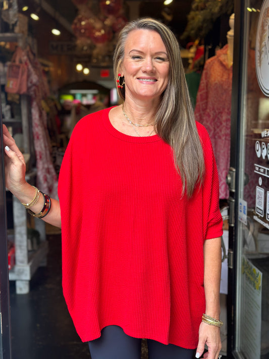 Sic ‘Em Ribbed Top (Red)