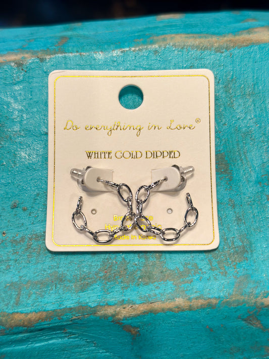 14k White Gold-Dipped Chain Hoops