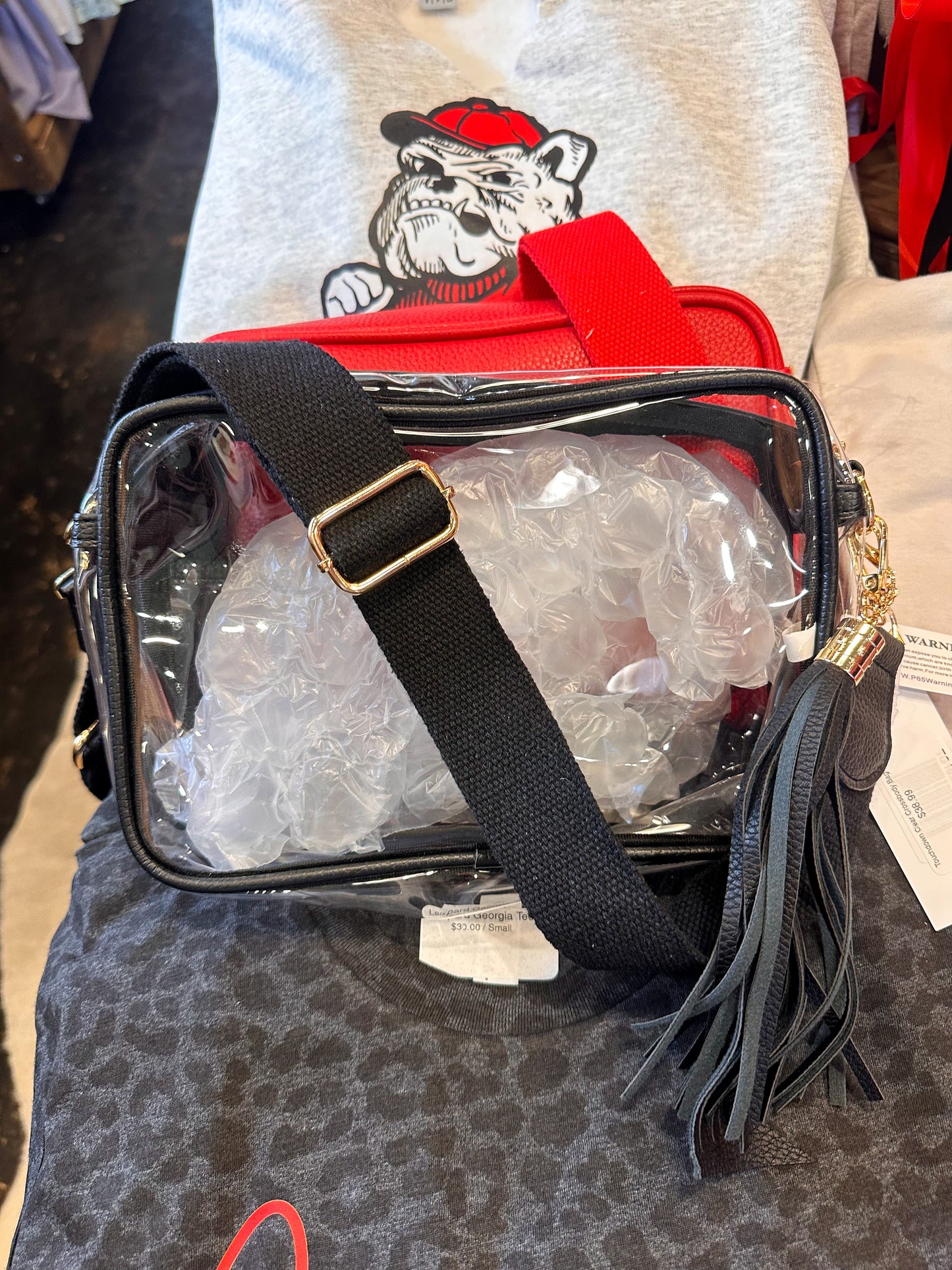 Touchdown Clear Crossbody Bag (black)