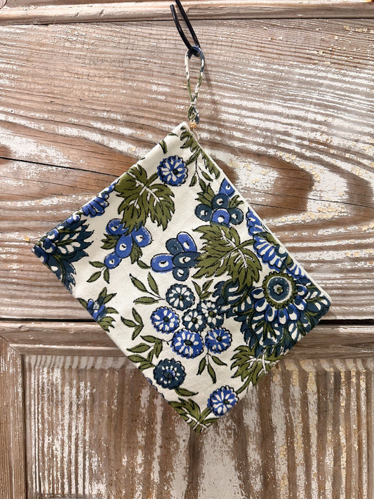 Margaux Block-print Zipper Pouch