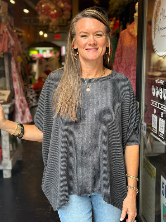 Sic ‘Em Ribbed Top (Black)