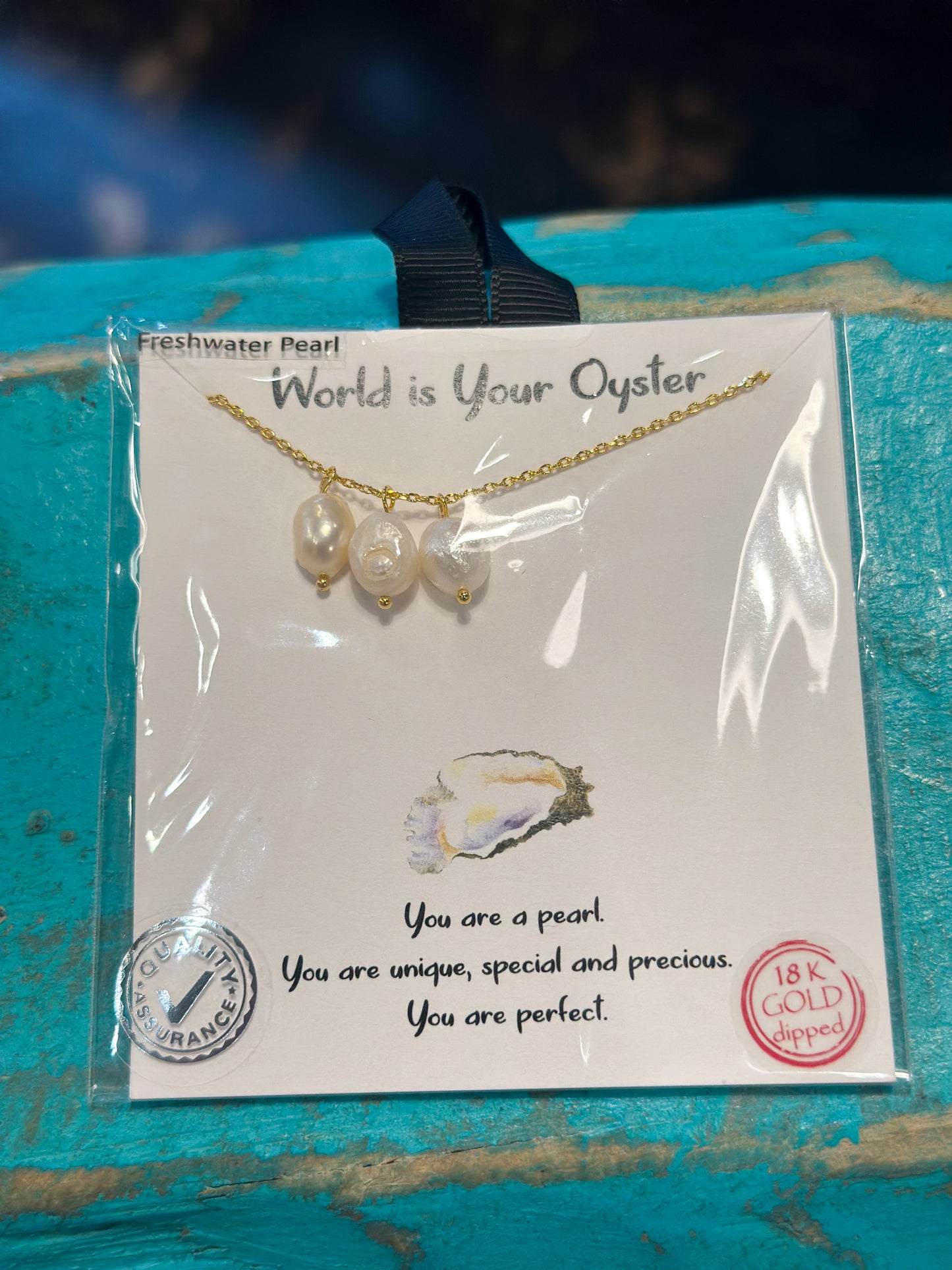 18K Gold Dipped Pearl Trio Necklace