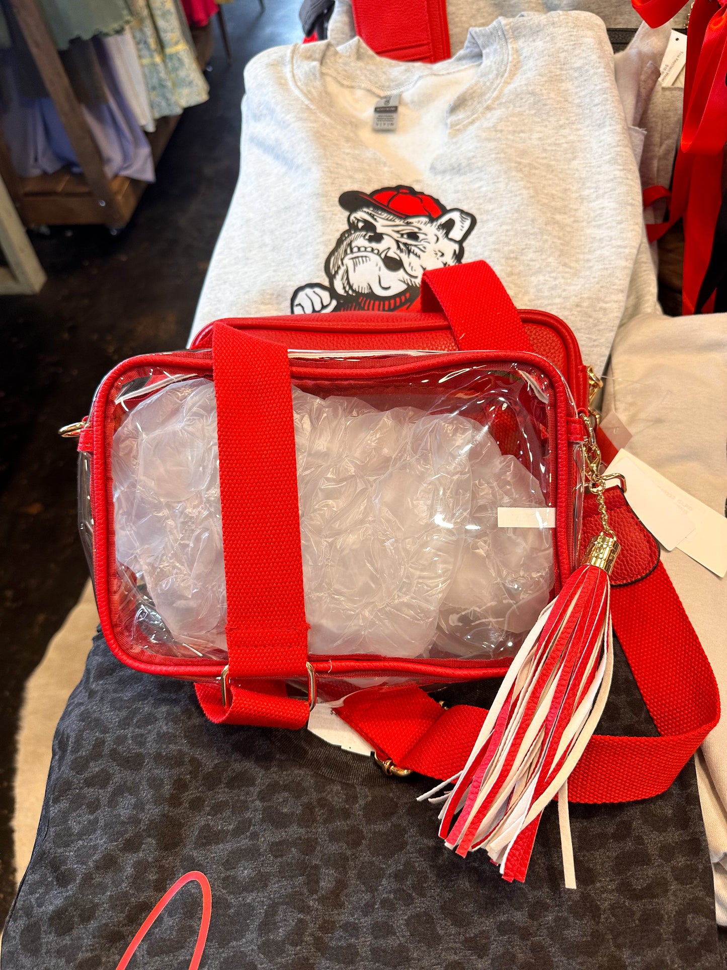 Touchdown Clear Crossbody Bag (red)