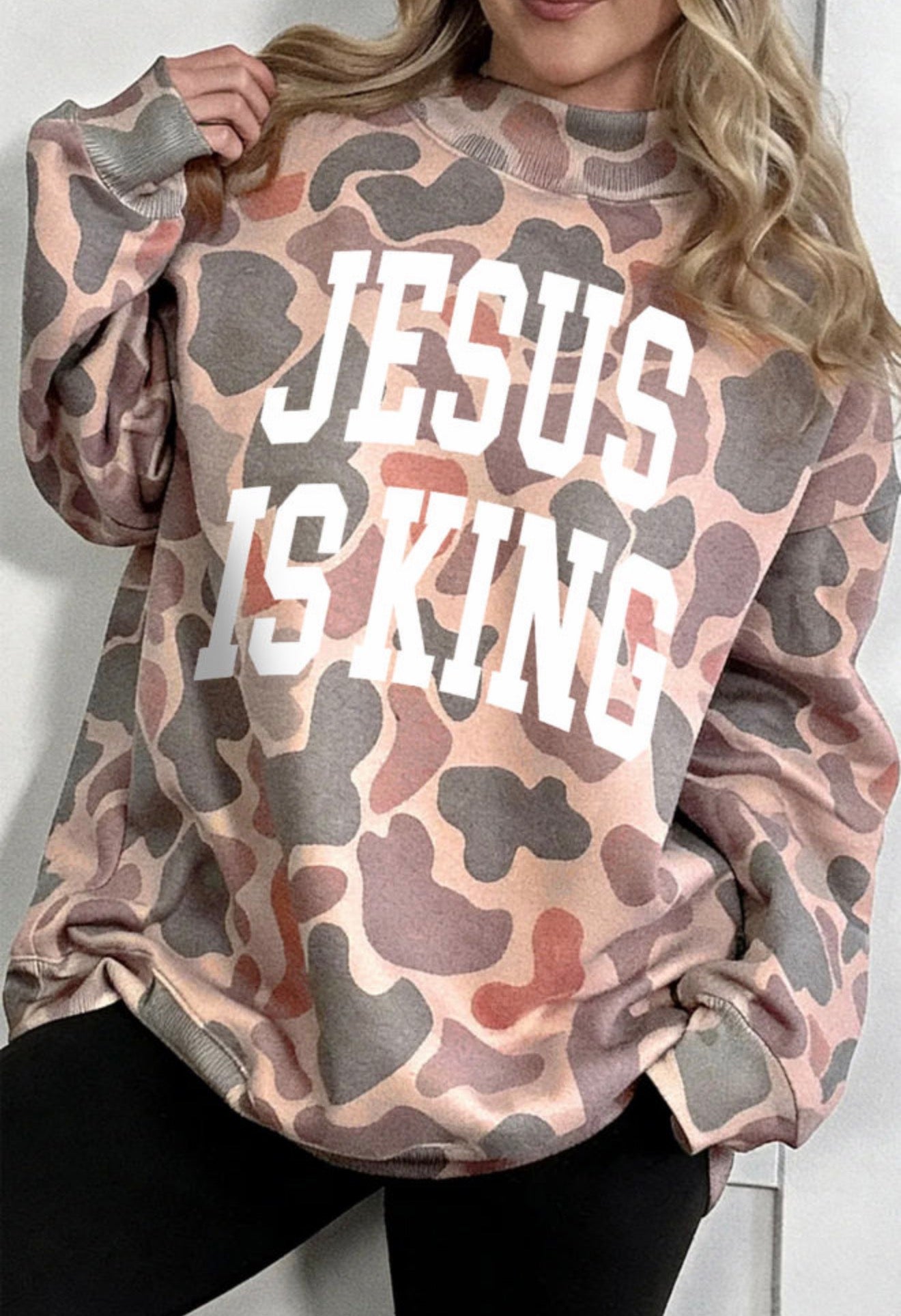 Jesus Camo Mock Neck Sweatshirt