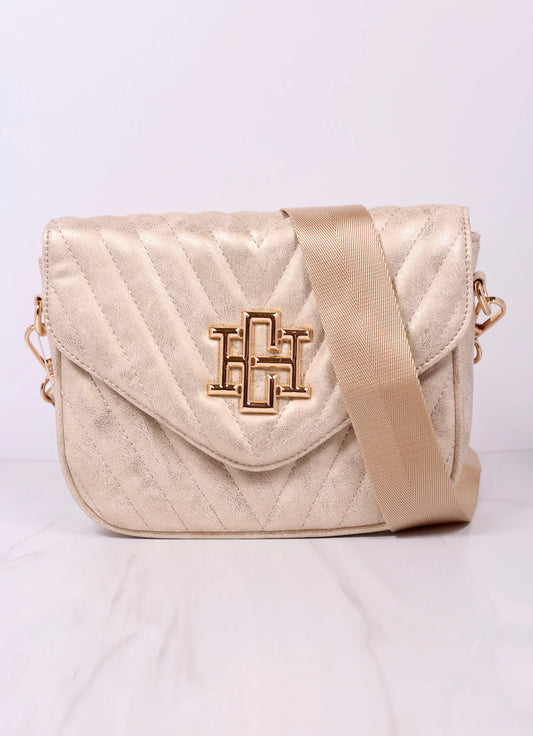 Angela Quilted Crossbody (Glimmer Champagne)