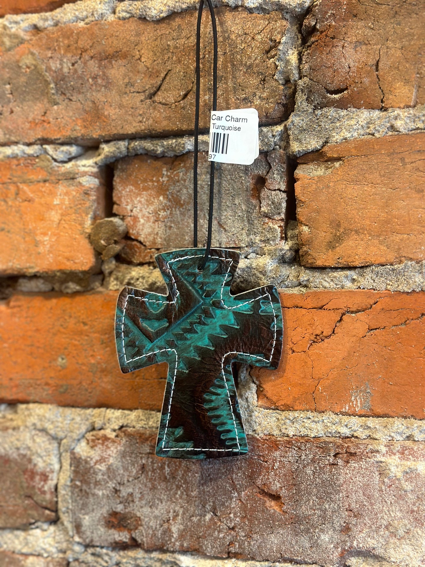 Cross Leather Car Charm