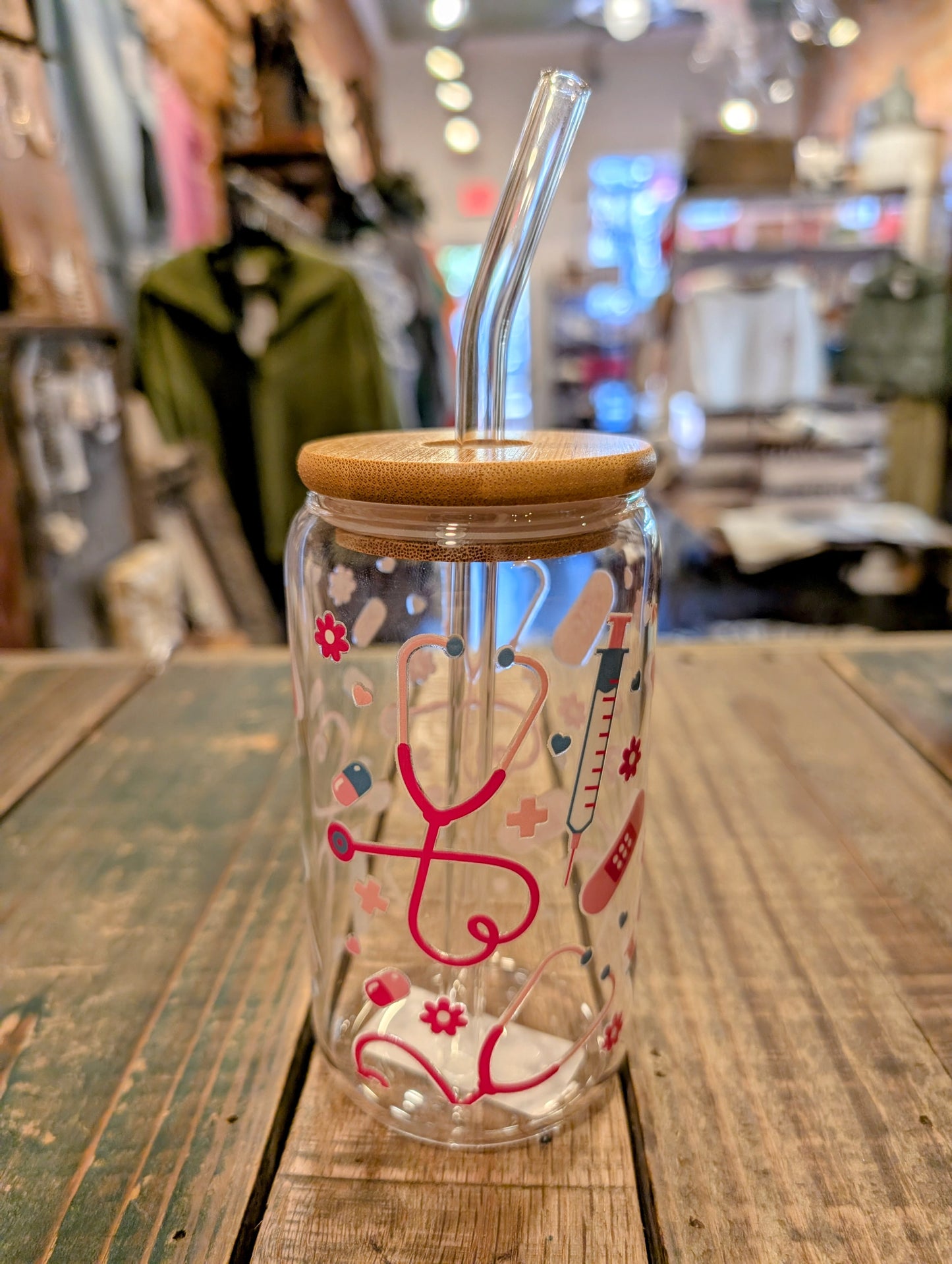 Hot pink Nurse Glass Cup