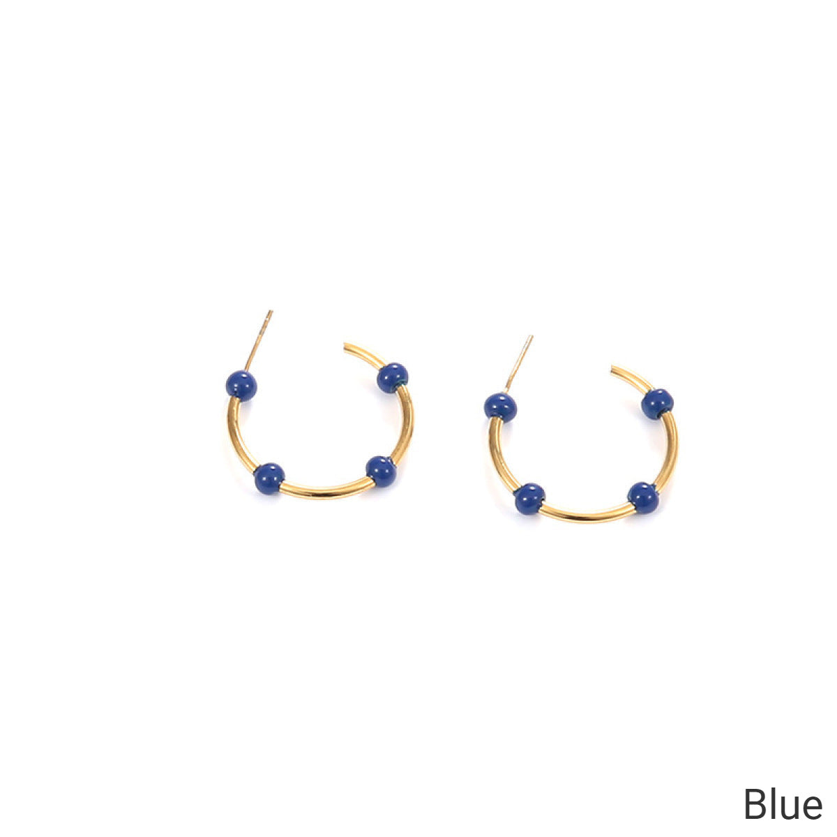 Willow Moon Retro Hand Enamel C-Shaped Hoop Earrings with Box