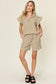 Double Take Full Size Texture Flounce Sleeve Top and Drawstring Shorts Set