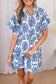 Ashleigh Blue Vintage Floral Print Wide Ruffled Sleeve Dress