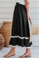 Black Ricrac Trim Colorblock High Waist Long Skirt