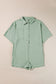 Spinach Green Half Button Collared Loose Romper