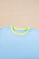 Sky Blue Color Block Detail Casual Two-piece Outfit