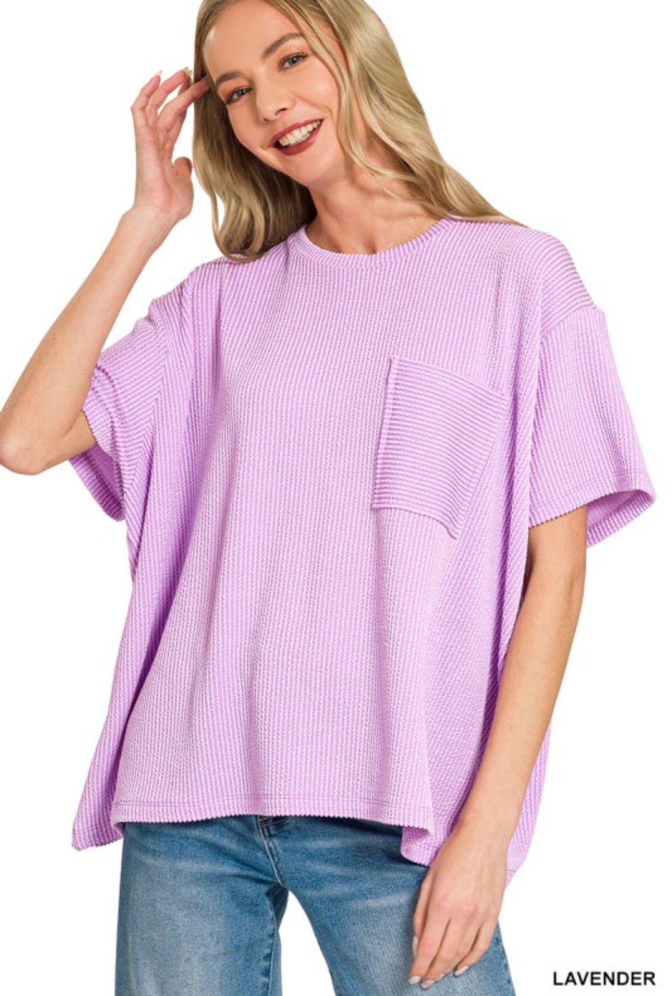 Lavender Oversized Ribbed Top