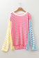 Multicolour Striped Exposed Seam Colorblock Patchwork Plus Size Sweater