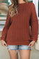 Gold Flame Solid Color Textured Crew Neck Loose Sweater