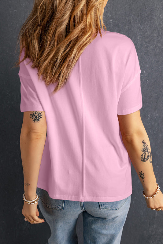 Pink Star Patchwork Loose T-shirt