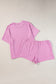 Phalaenopsis Ribbed Knit T Shirt and Shorts Plus Size Lounge Set