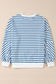 Blue Stripe Drop Shoulder Crew Neck Loose Sweatshirt