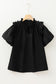 Black Ruffled Puff Short Sleeve Loose Blouse
