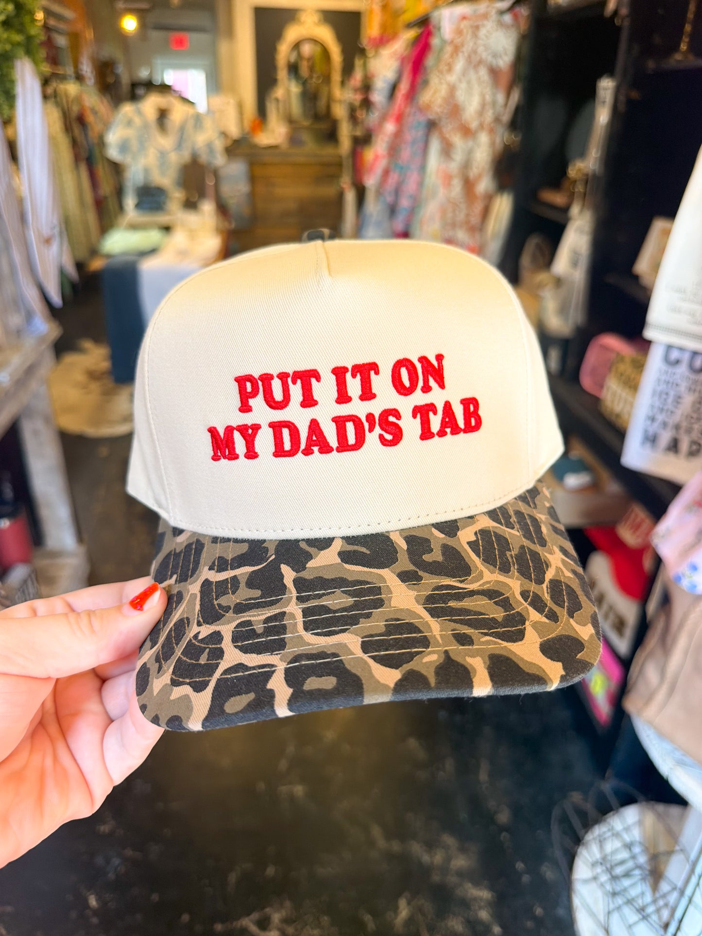 Put it on my dad's tab Trucker Hat
