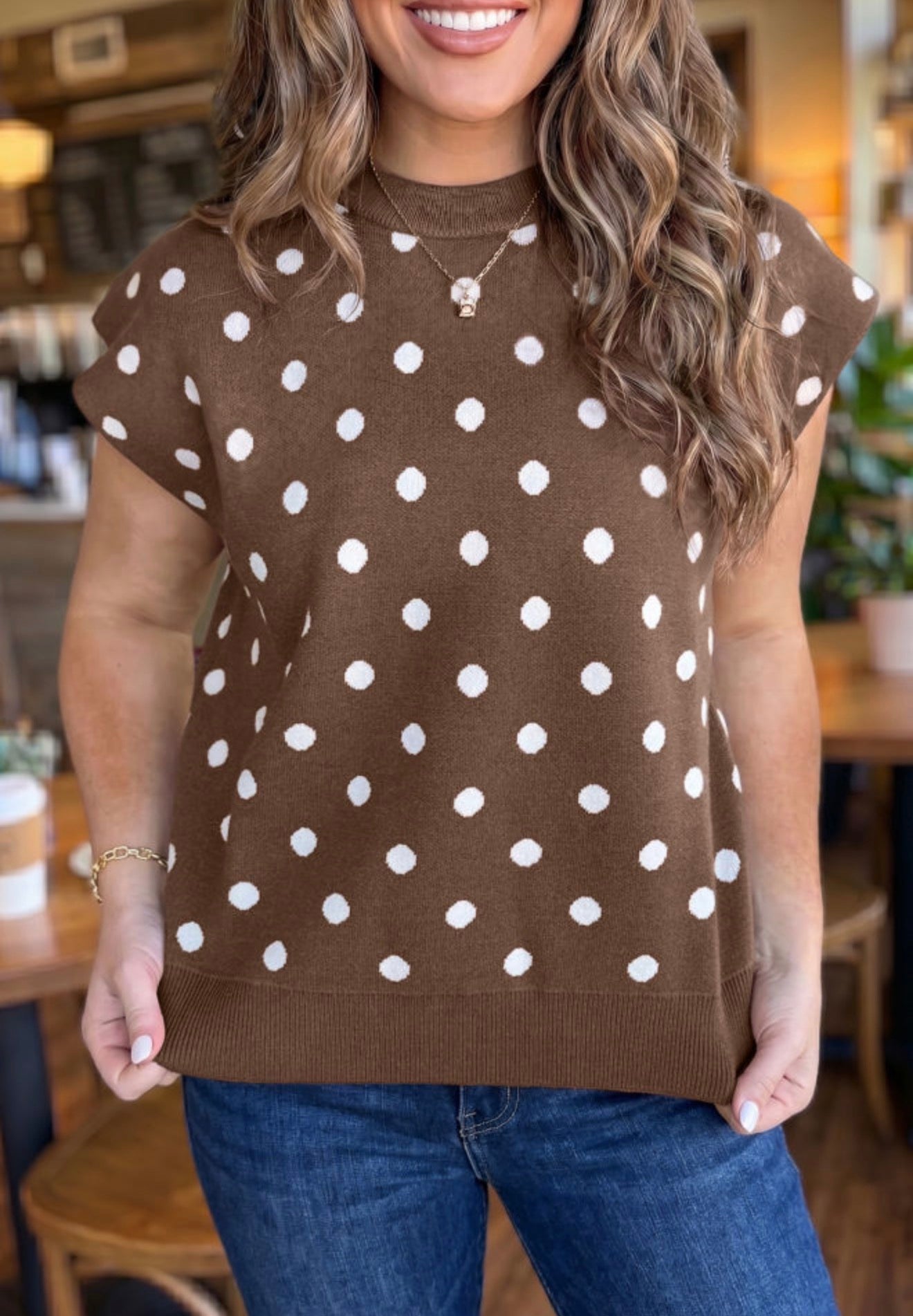 Brown Polka Dot Sweater