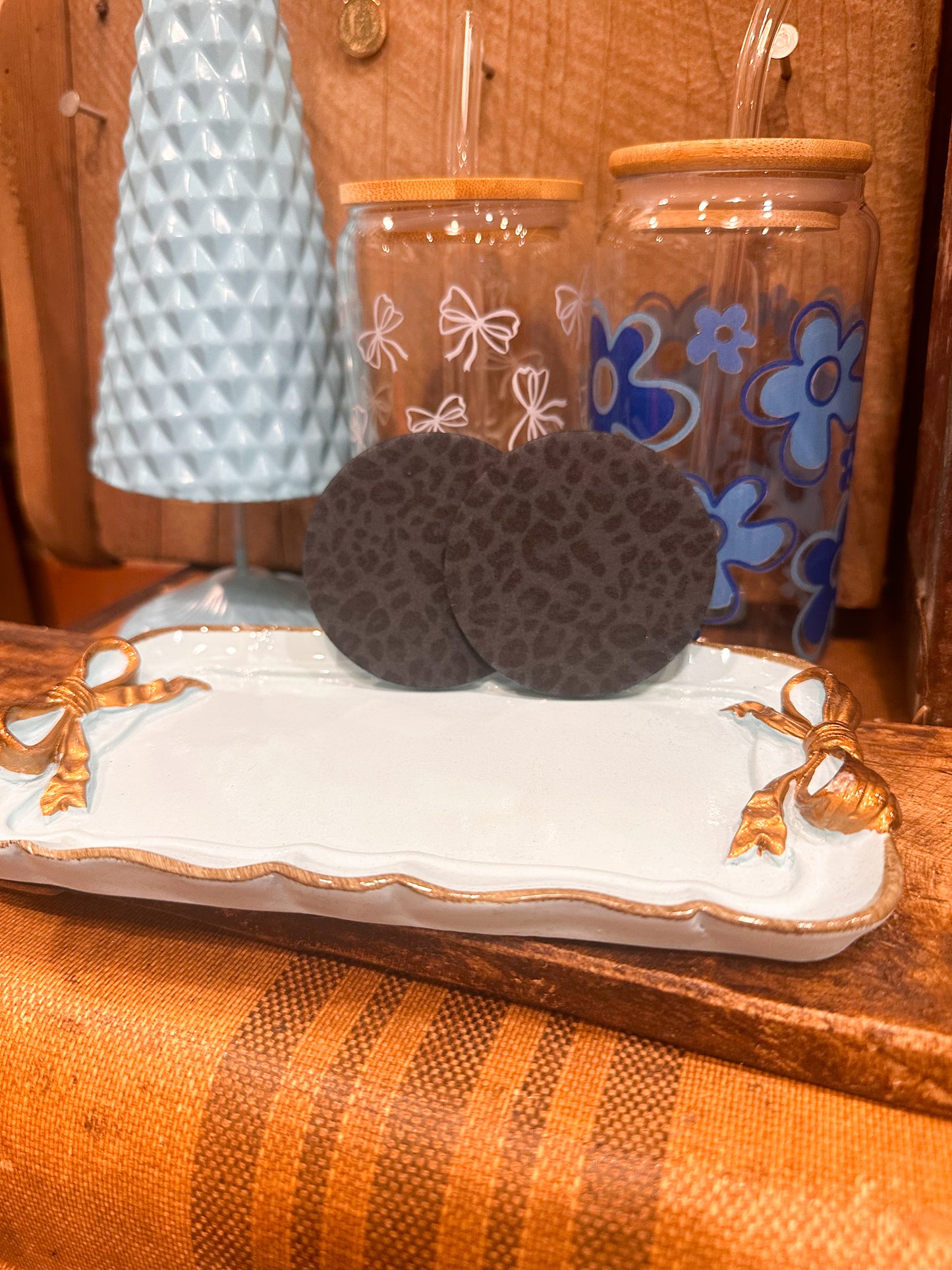 LUXE Leopard Car Coasters