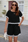 Contrast Trim Round Neck Top and Shorts Set