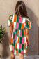 Color Block Round Neck Short Sleeve Dress