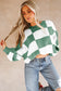 Green Checkered Bishop Sleeve Sweater