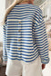 Sky Blue Stripe Chest Pocket Buttoned Back Notched V Neck Top