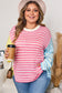 Multicolour Striped Exposed Seam Colorblock Patchwork Plus Size Sweater