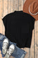 Black Patch Pocket Ribbed Knit Short Sleeve Sweater