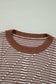 Brown Stripe Geometric Textured Drop Shoulder Sweater