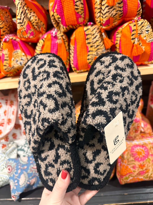 Brown Leopard Slippers