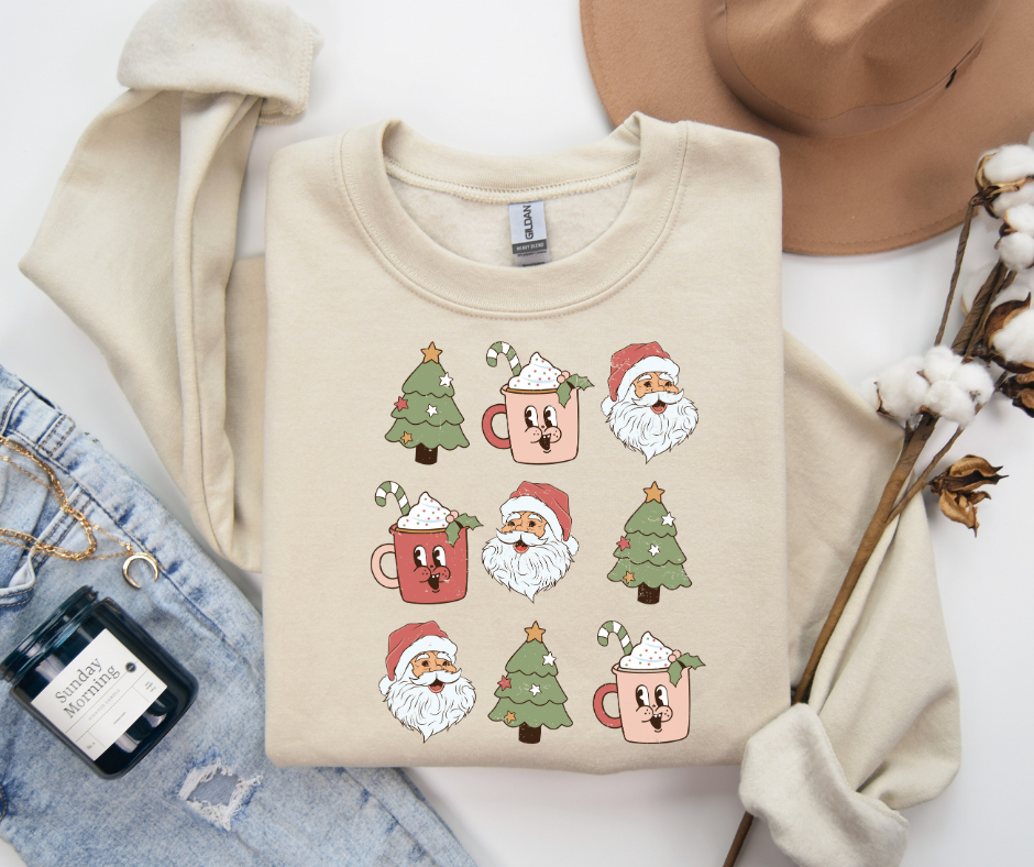 Retro Santa & tree Collage Tee