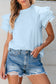 Beau Blue Layered Ric Rac Cap Sleeve Filled Neck Blouse